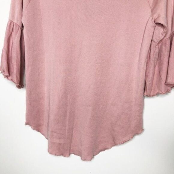 CHASER Baby Rib Scoop Neck Peplum Sleeve Tee  - Picture 6 of 8